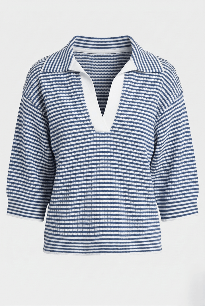 OFF SHORE BLUE & WHITE STRIPE SWEATER