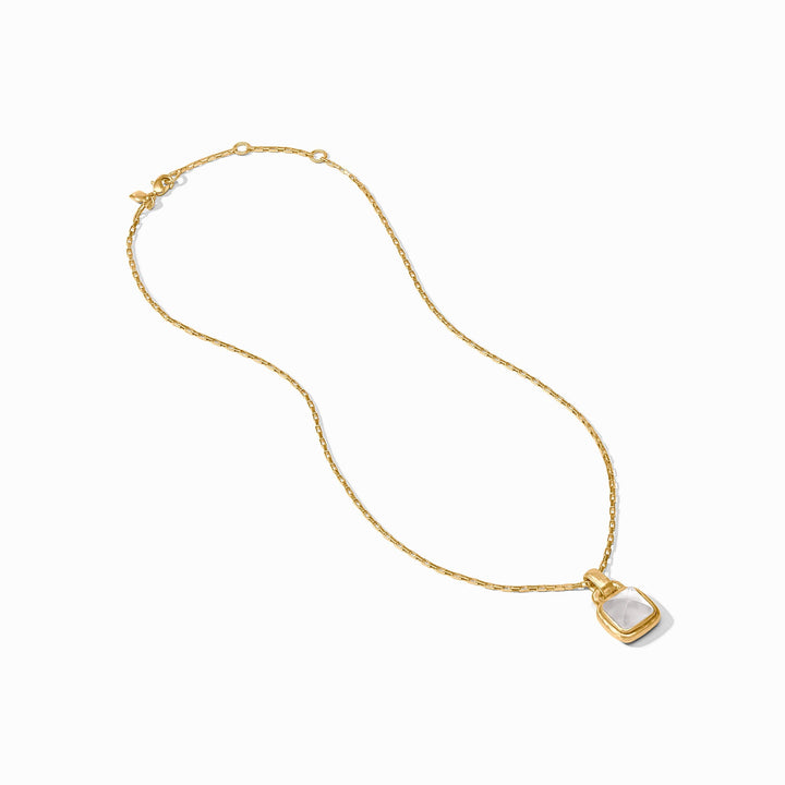 GOLD IRIDESCENT CLEAR CRYSTAL SAHARA SOLITAIRE NECKLACE