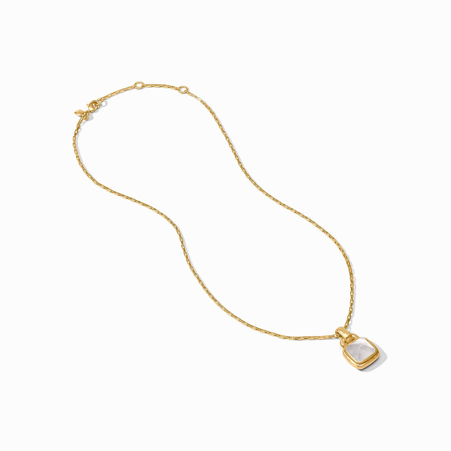 GOLD IRIDESCENT CLEAR CRYSTAL SAHARA SOLITAIRE NECKLACE
