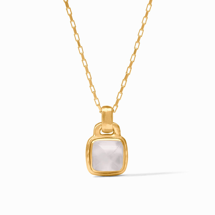 GOLD IRIDESCENT CLEAR CRYSTAL SAHARA SOLITAIRE NECKLACE