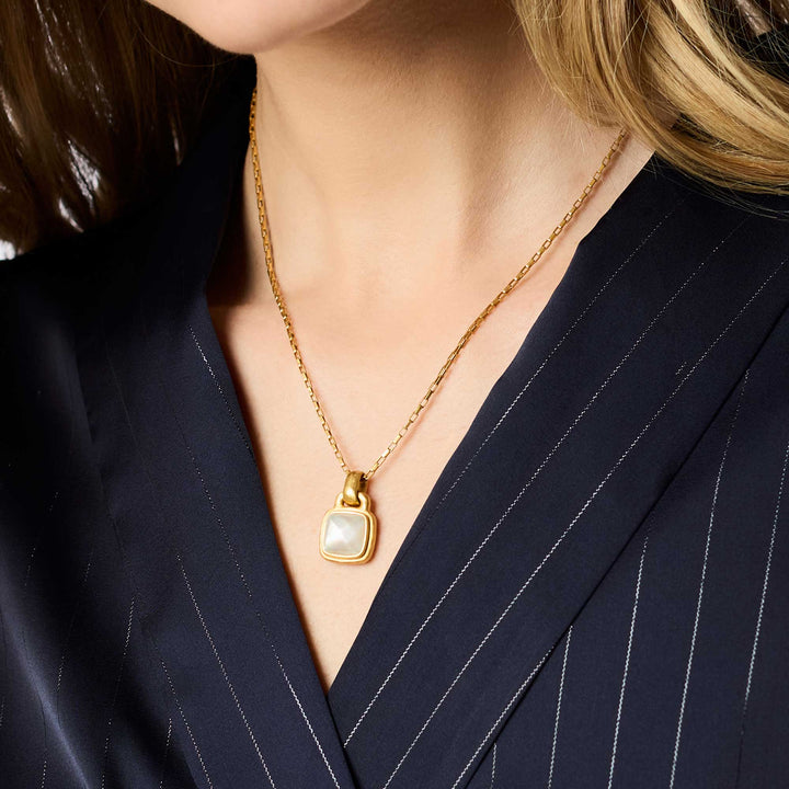 GOLD IRIDESCENT CLEAR CRYSTAL SAHARA SOLITAIRE NECKLACE