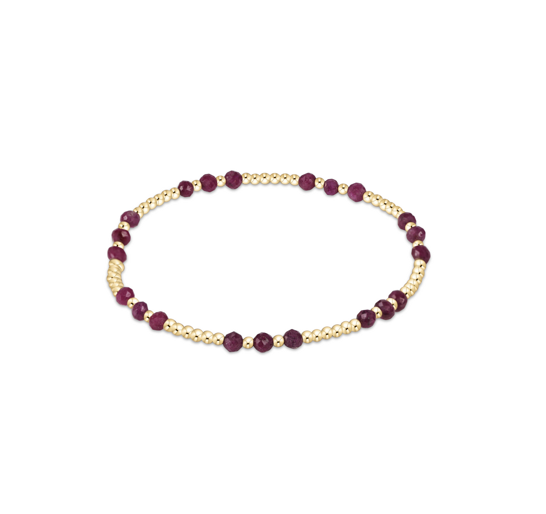 RUBY GEMSTONE GOLD JOY 3MM BEAD BRACELET