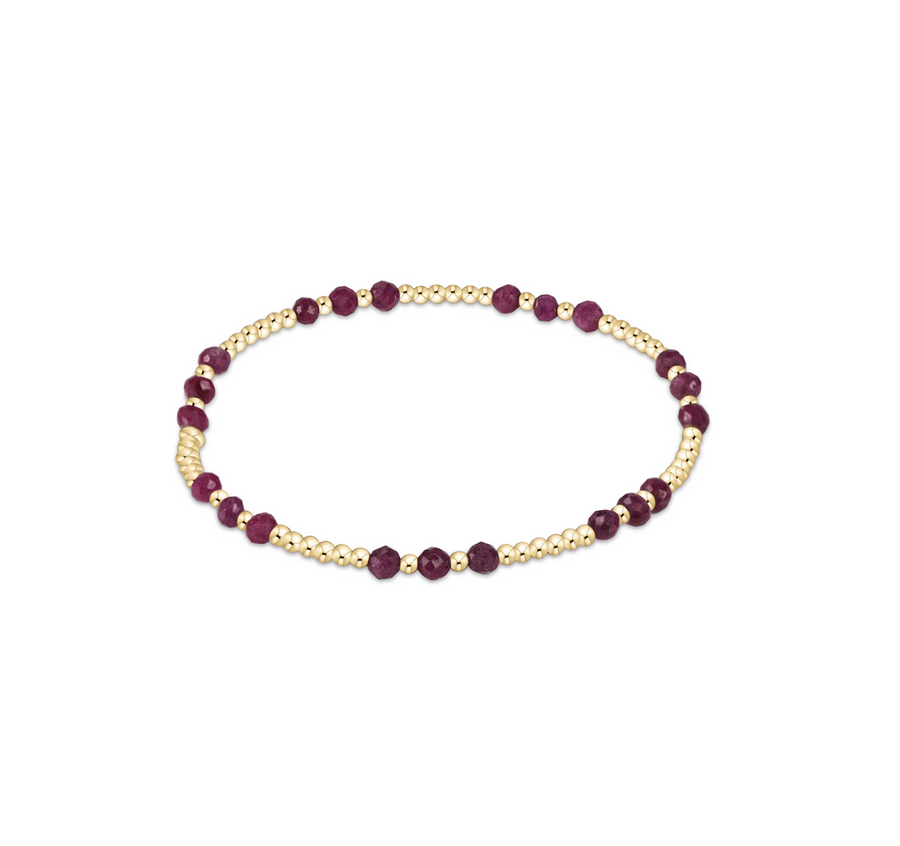 RUBY GEMSTONE GOLD JOY 3MM BEAD BRACELET

