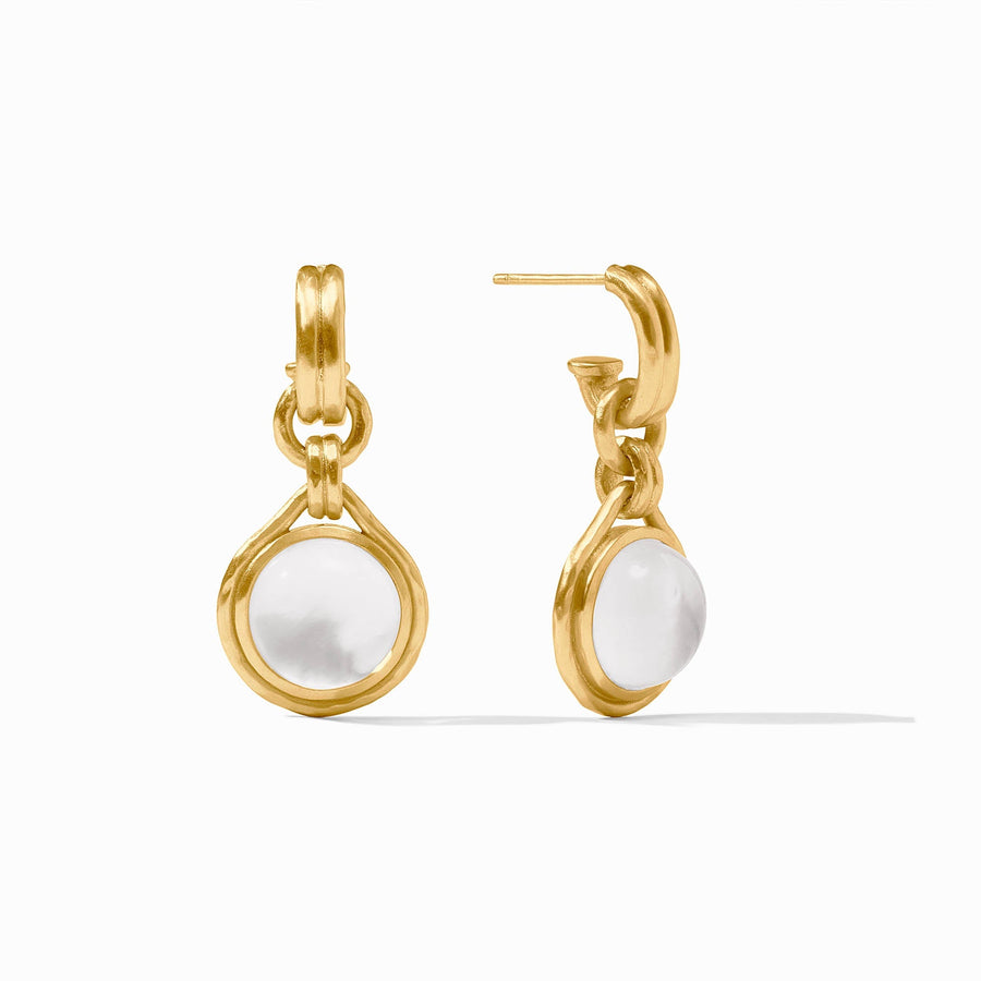 IRIDESCENT CLEAR CRYSTAL SOLARA HOOP & CHARM EARRINGS
