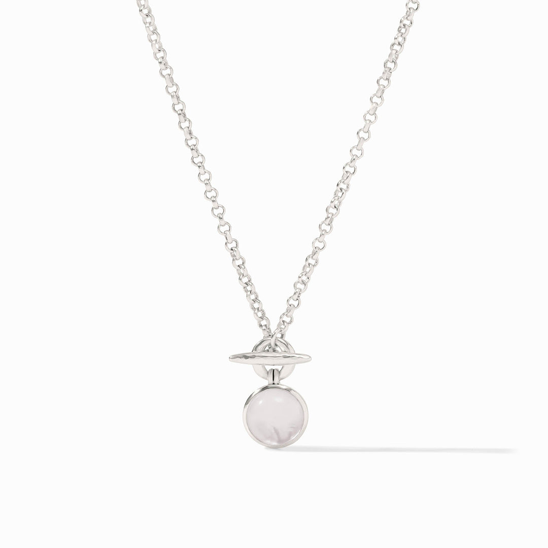 SOLARA SILVER CLEAR CRYSTAL SOLITAIRE NECKLACE