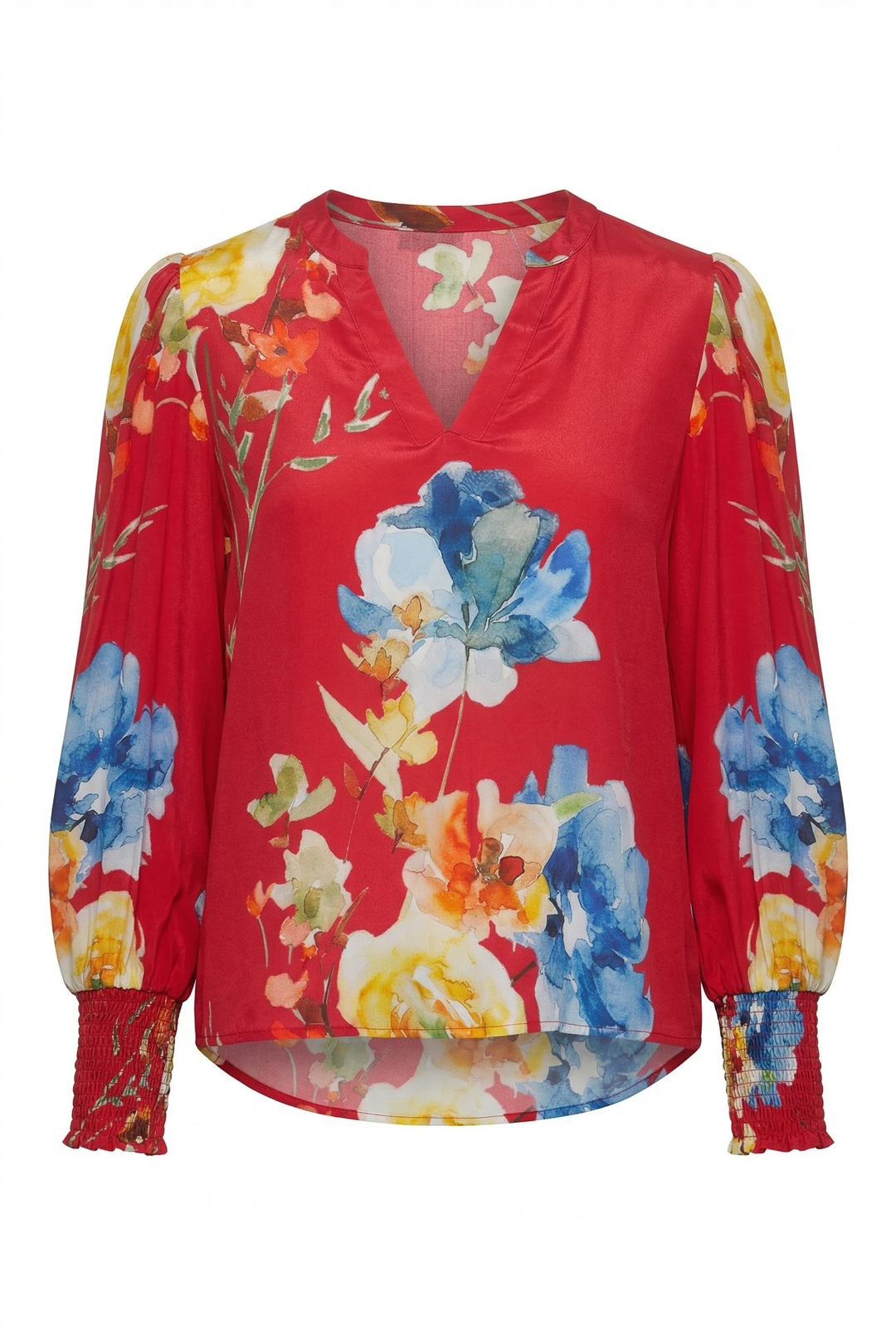 POPPY PASSION SPLIT NECK BLOUSE