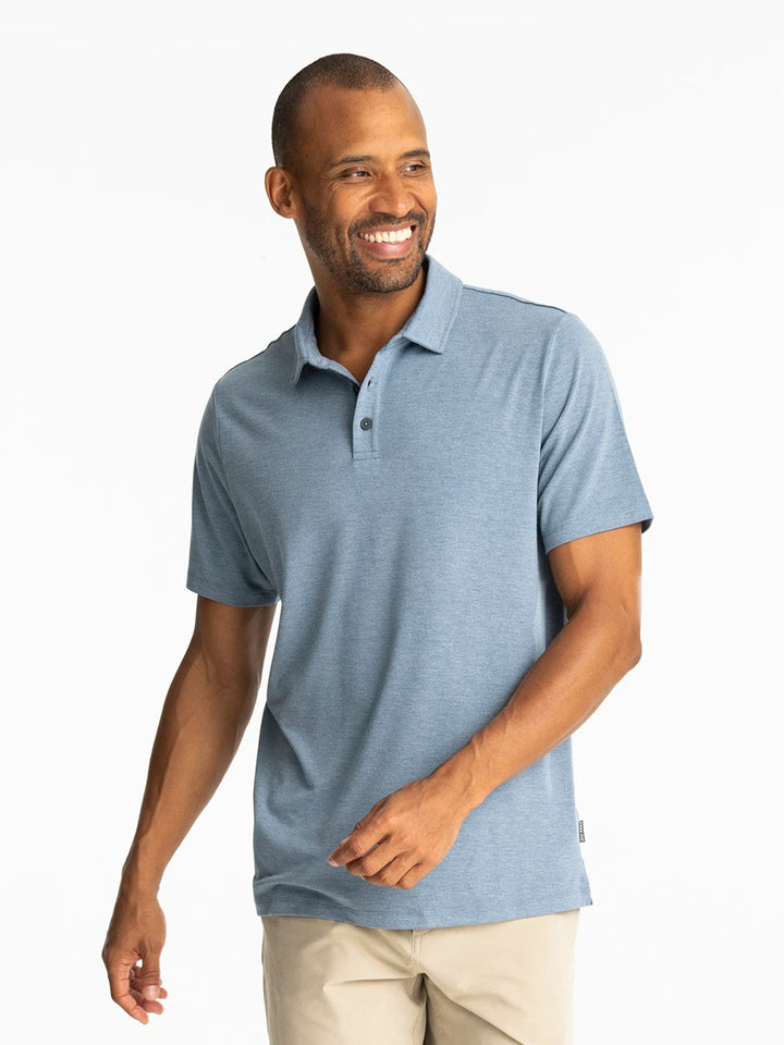 MEN'S HEATHER BLUE DUSK BAMBOO FLEX POLO
