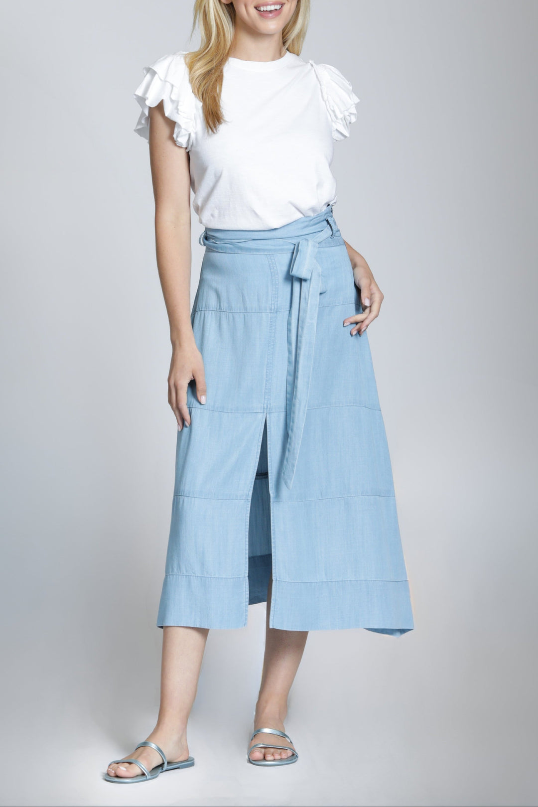 LIGHT INDIGO TENCEL A-LINE SKIRT