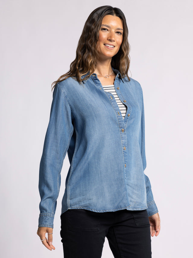 GRACE MEDIUM WASH TENCEL SHIRT