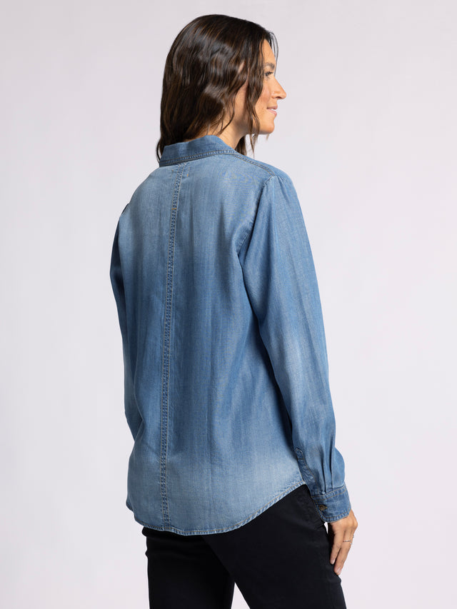 GRACE MEDIUM WASH TENCEL SHIRT