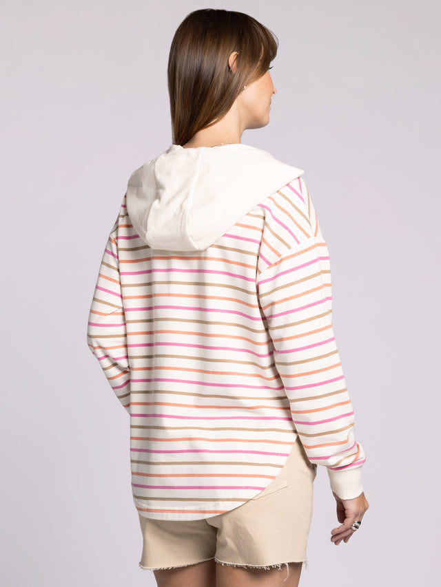 CORINNA FUSCHIA STRIPE HOODIE
