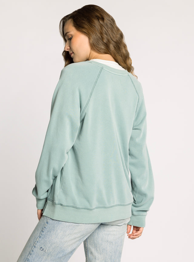 RUBY LIGHT TEAL V-NECK SWEATSHIRT