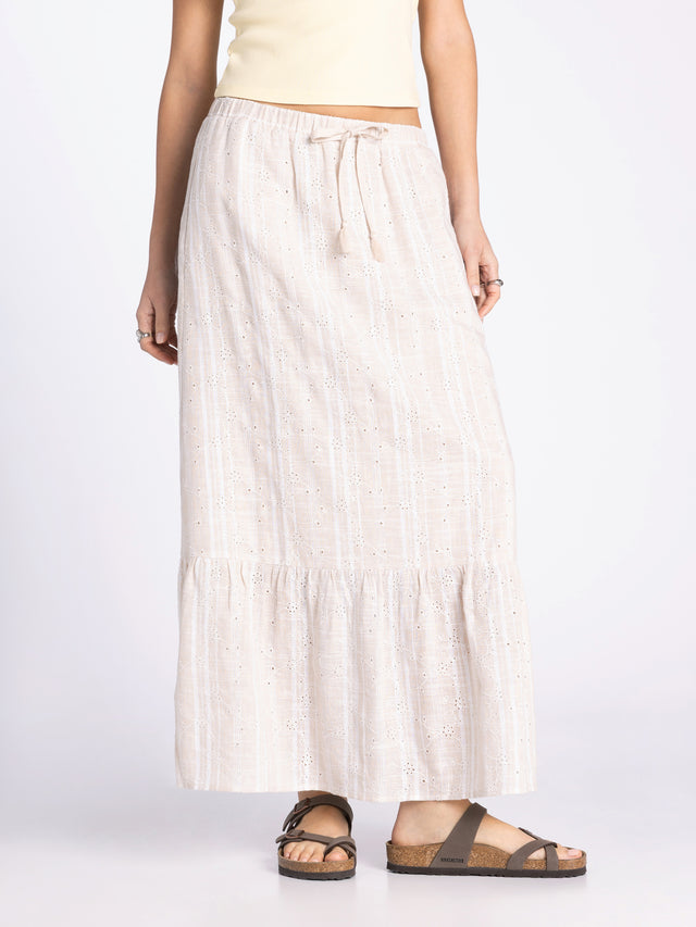 MORNING GLORY TAUPE EYELET SKIRT
