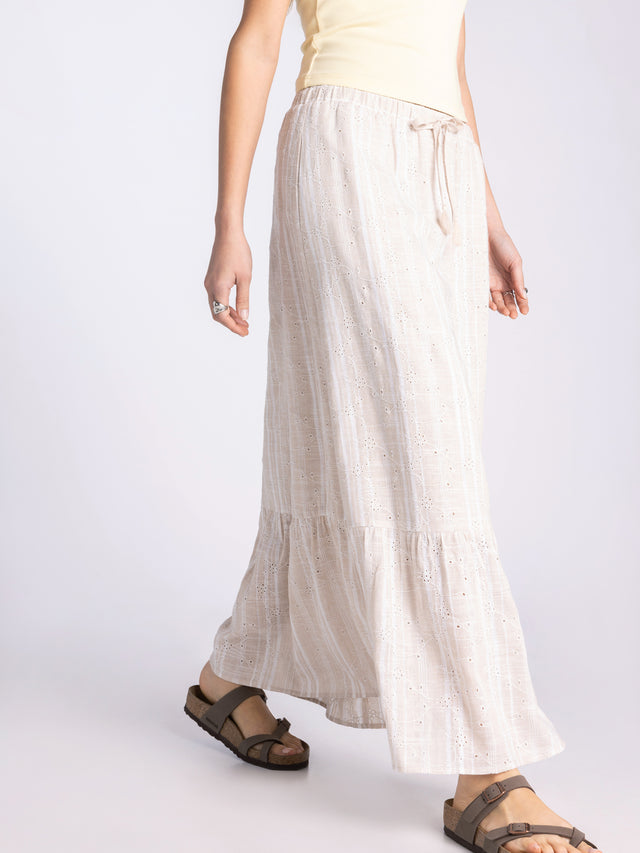 MORNING GLORY TAUPE EYELET SKIRT