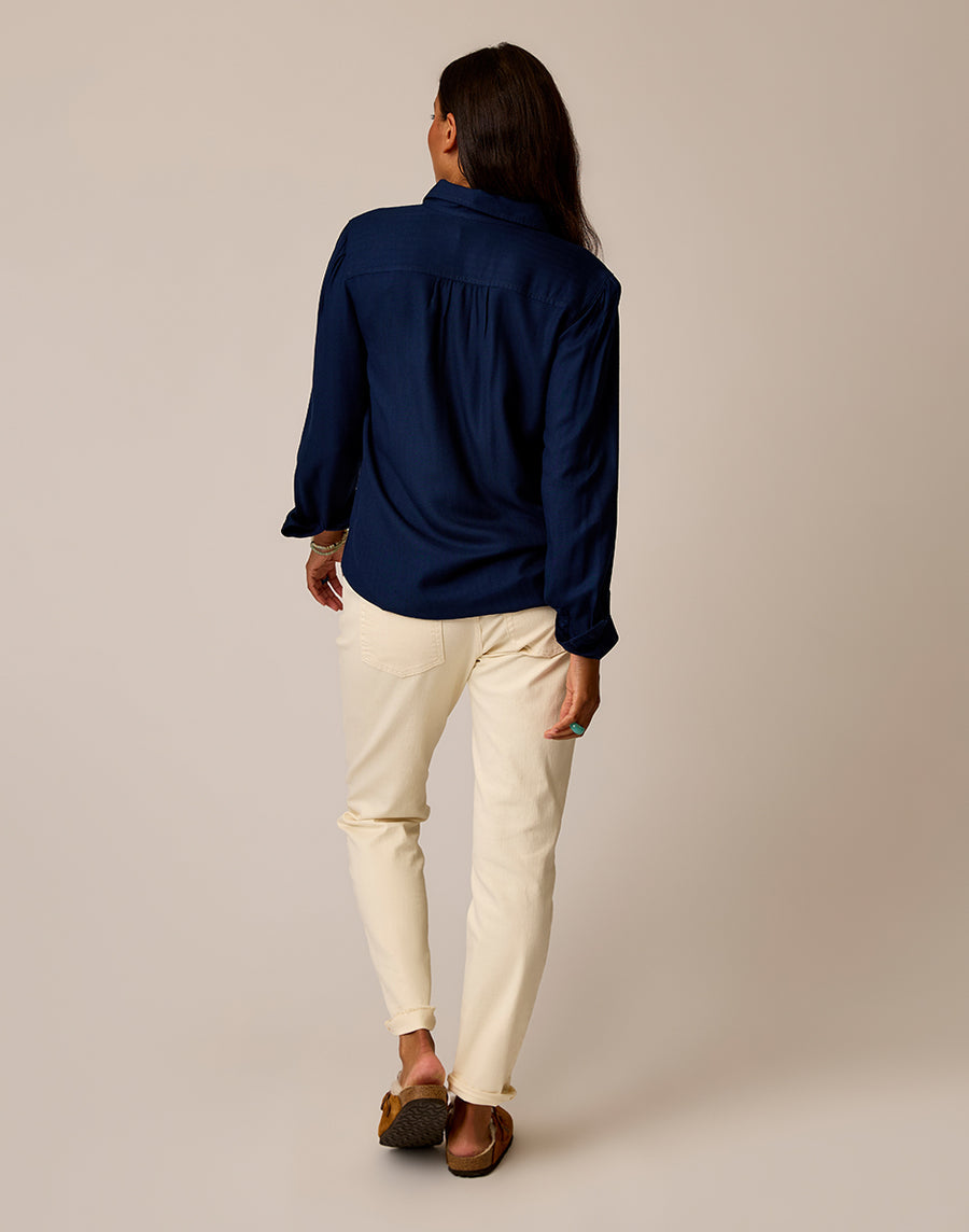 NAVY NADIA TWILL SHIRT
