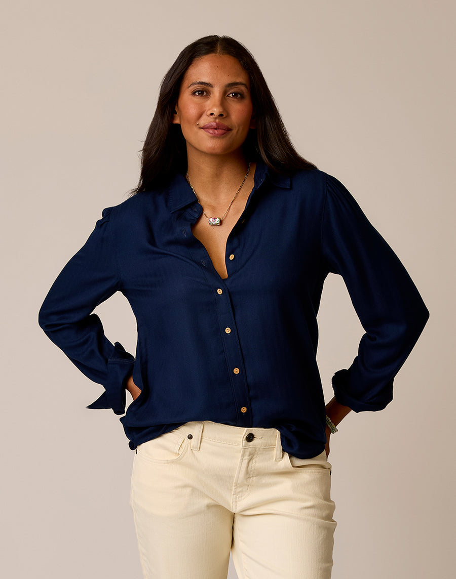 NAVY NADIA TWILL SHIRT
