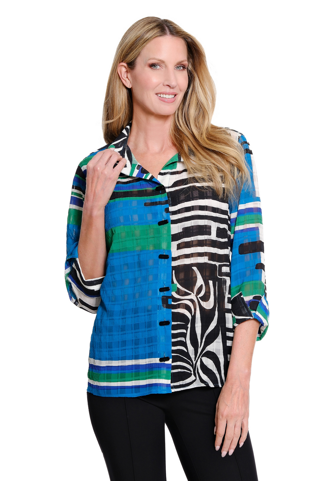 MARIE TURN-UP CUFF HI-LO WOVEN SHIRT