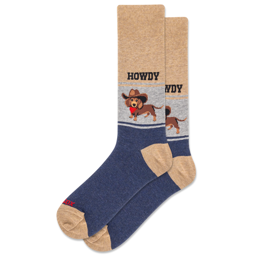 MEN'S HOWDY DACHSHUND HEMP CREW SOCKS
