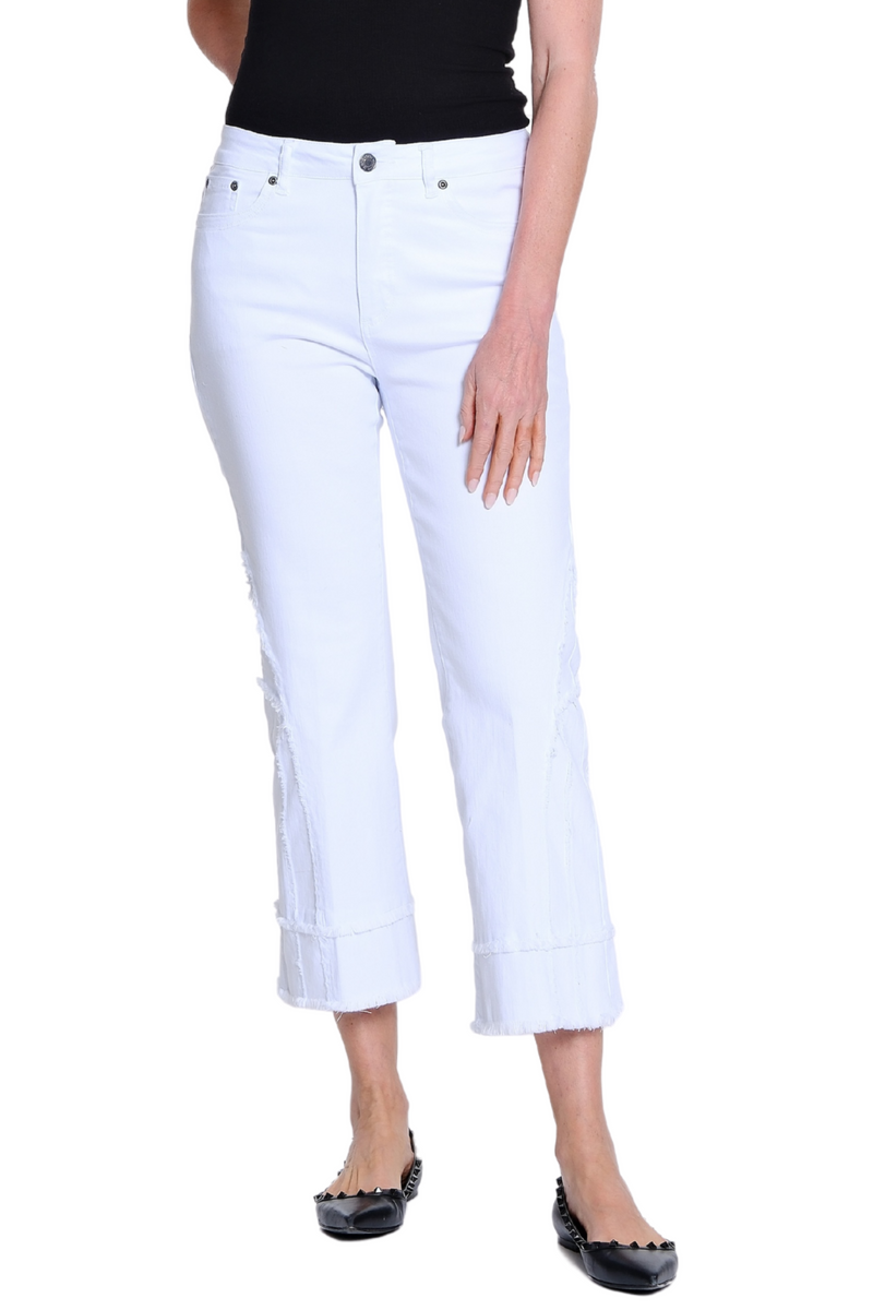 WHITE 5 POCKET CROP PANTS
