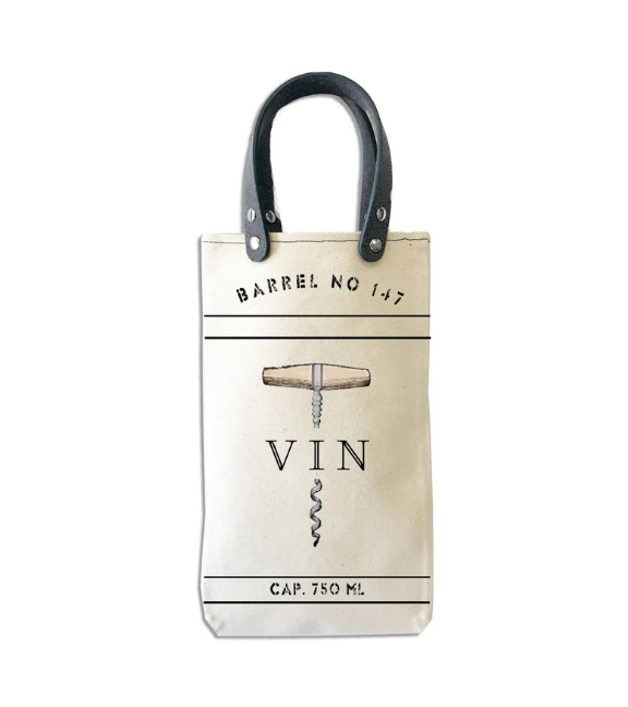 VIN BROWN HANDLE WINE CARRIER BAG