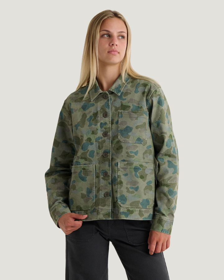 WATER COLOR CAMO FOLLY TWILL CHORE COAT