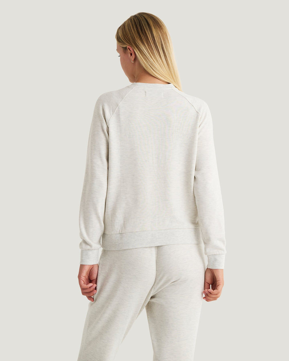 OFF WHITE HEATHER BAMBOO LIGHTWEIGHT FLEECE CREW
