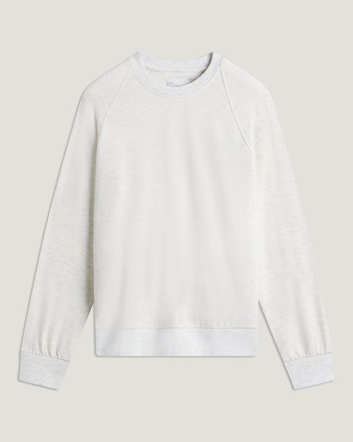 OFF WHITE HEATHER BAMBOO LIGHTWEIGHT FLEECE CREW