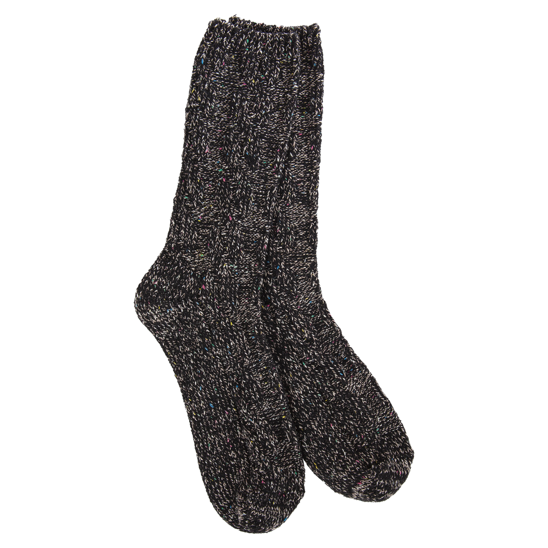 BLACK CONFETTI RAGG CABLE CREW SOCKS