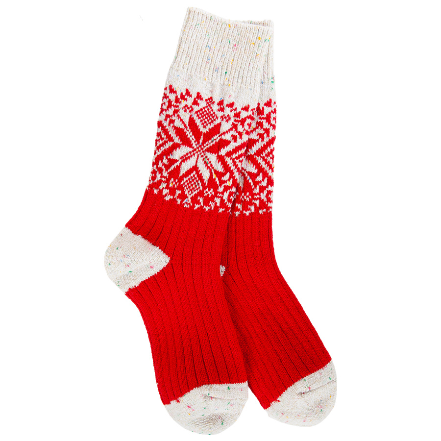 RED CONFETTI WEEKEND HOLIDAY CREW SOCKS
