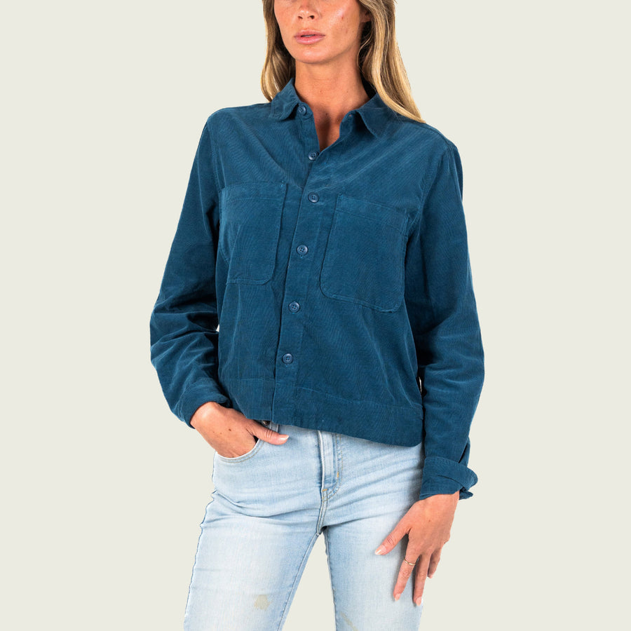 TEAL CODY CORD SHIRT JACKET

