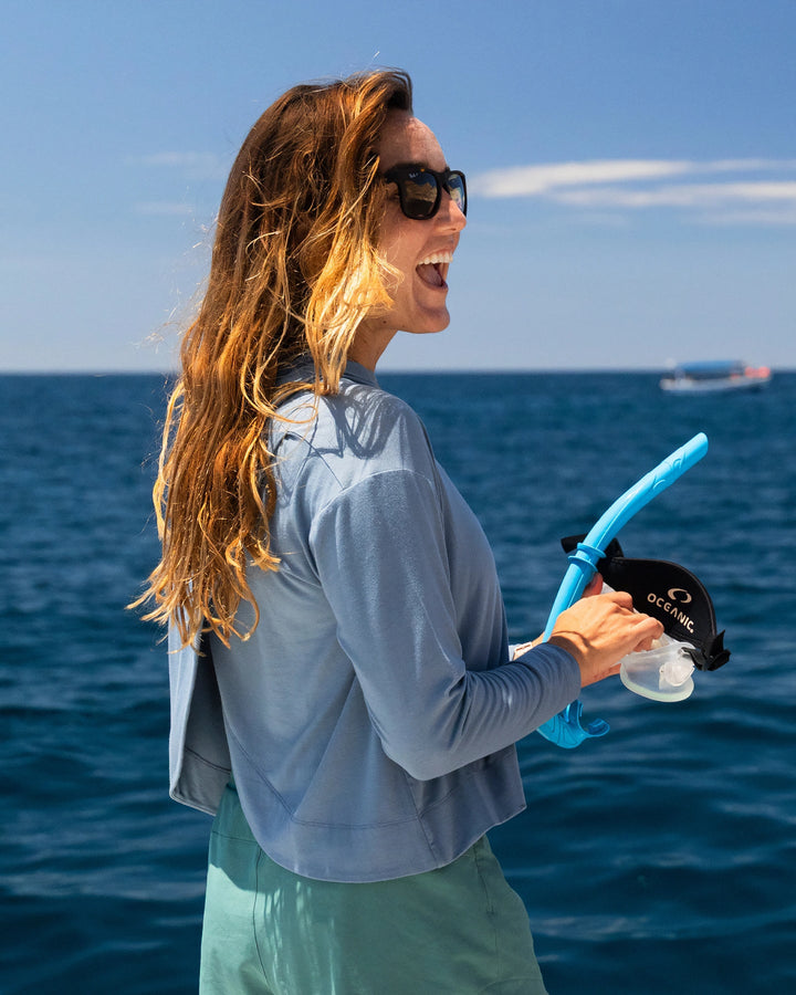 PACIFIC BLUE BAMBOO SHADE CROSSOVER HOODIE
