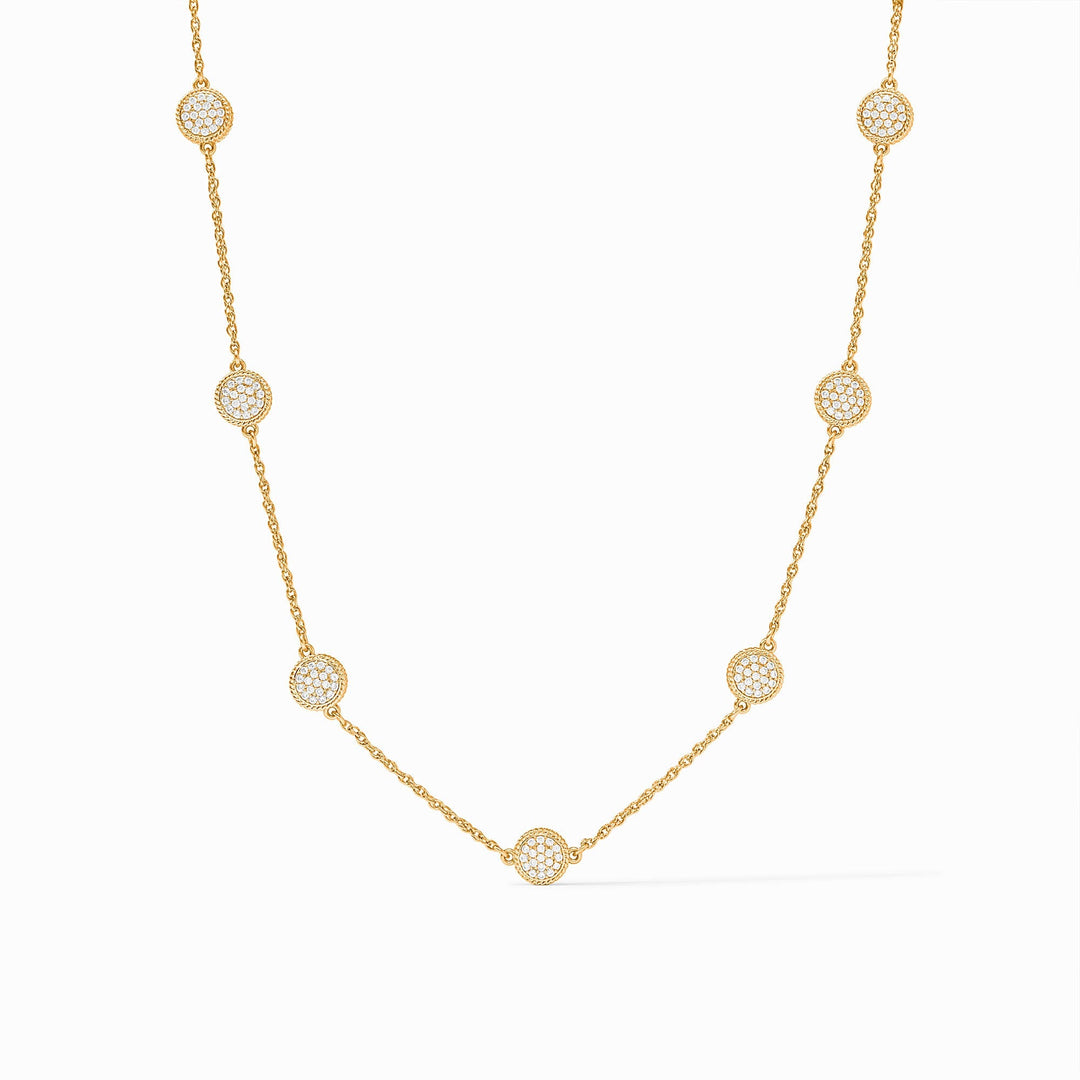 GOLD CUBIC ZIRCONIA WINDSOR DELICATE STATION NECKLACE