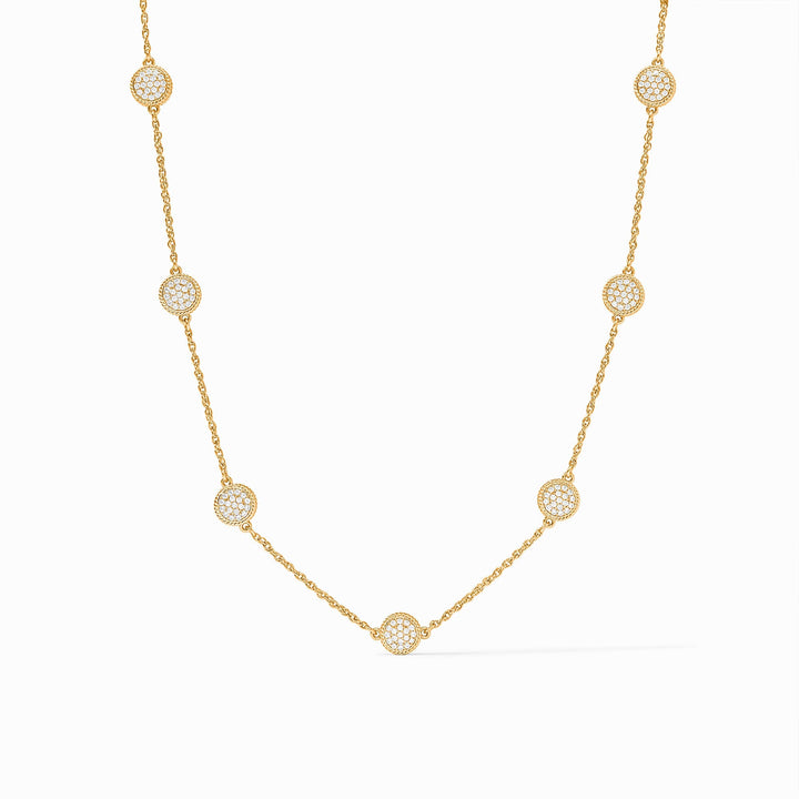 GOLD CUBIC ZIRCONIA WINDSOR DELICATE STATION NECKLACE