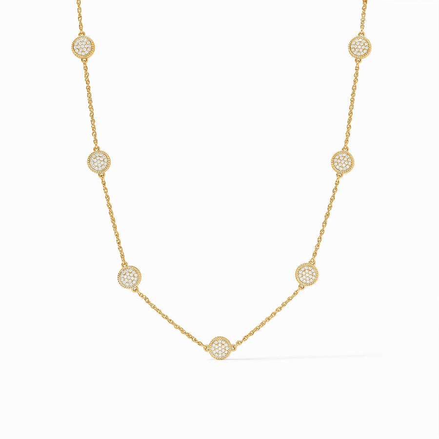 GOLD CUBIC ZIRCONIA WINDSOR DELICATE STATION NECKLACE
