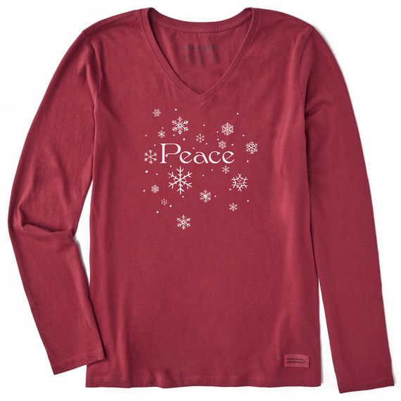 PEACE SNOWFLAKE LONG SLEEVE V-NECK TEE