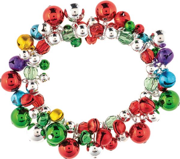 SILVER MULTI BRIGHT JINGLE BELLS ORNAMENT BRACELET
