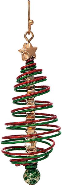 GOLD GREEN & RED COIL TREE EARRINGS