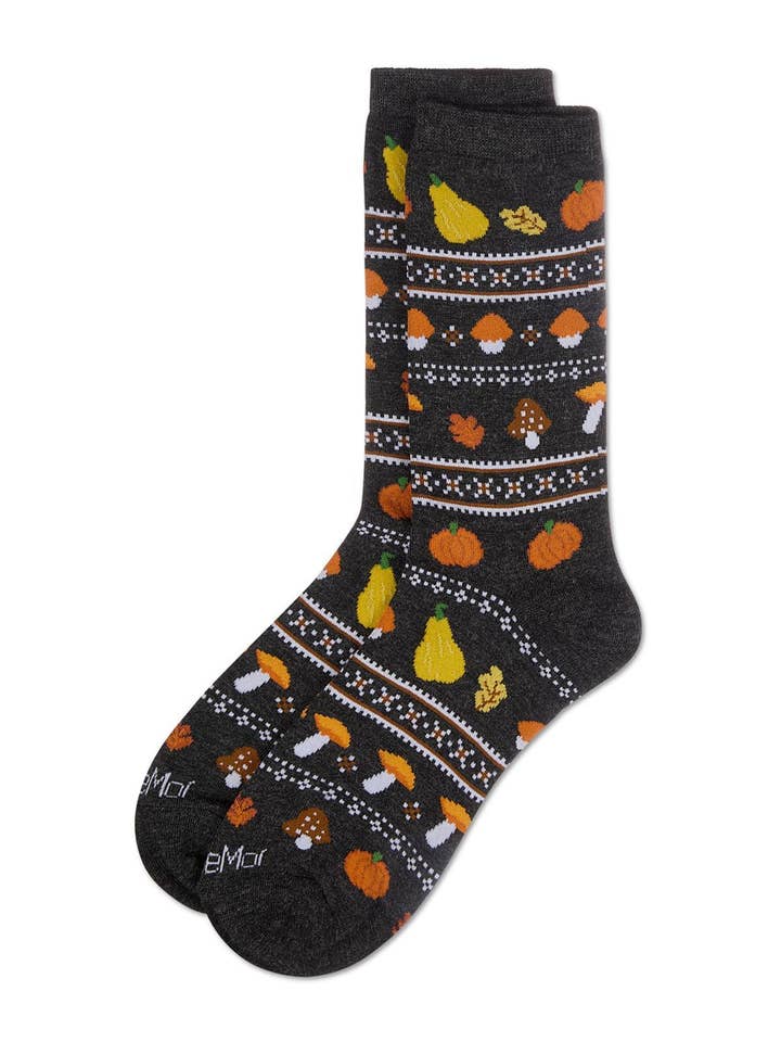 DARK GREY FALL HARVEST BAMBOO CREW SOCKS