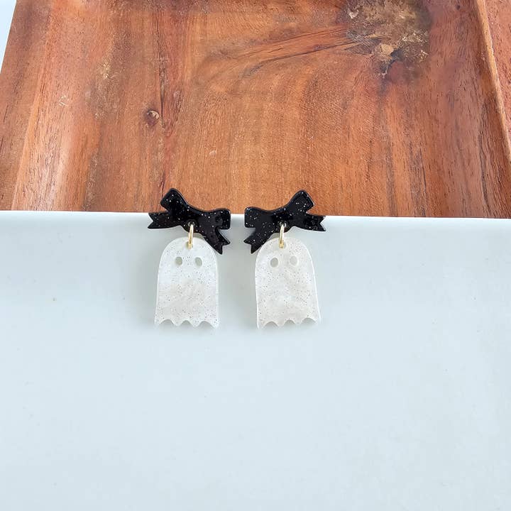 MINI BOW GHOST POST EARRINGS
