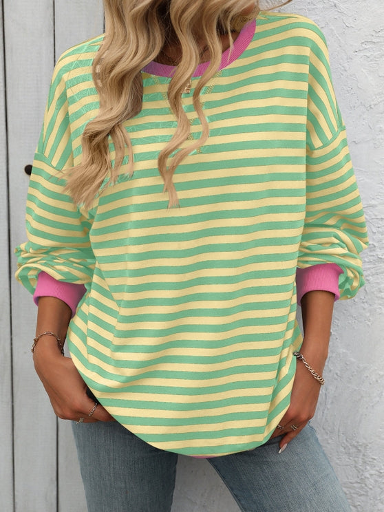 CAMI YELLOW & SEAFOAM STRIPE CREW