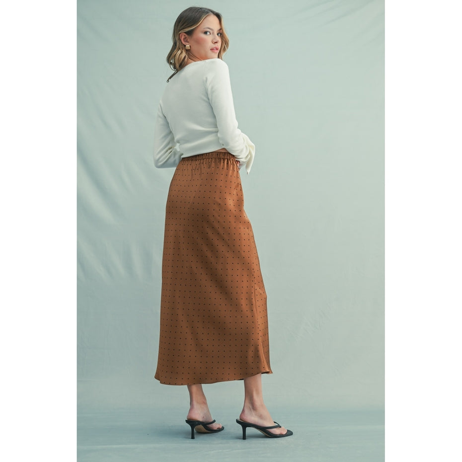 MOCHA POLKA DOT MIDI SKIRT
