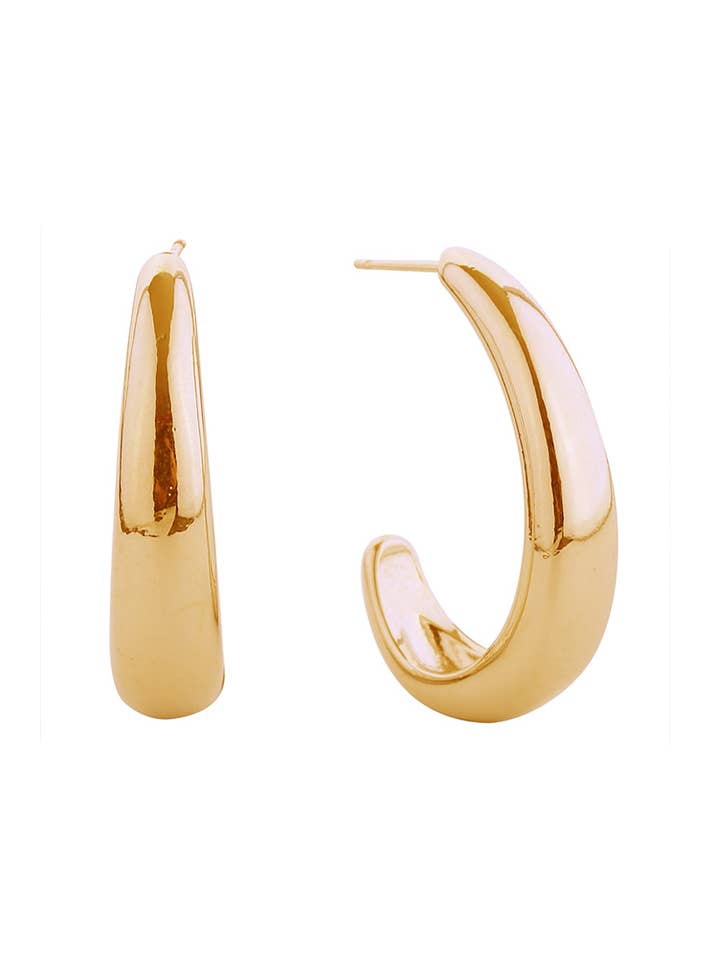 SMOOTH CURVED SMALL HOOP EARRINGS