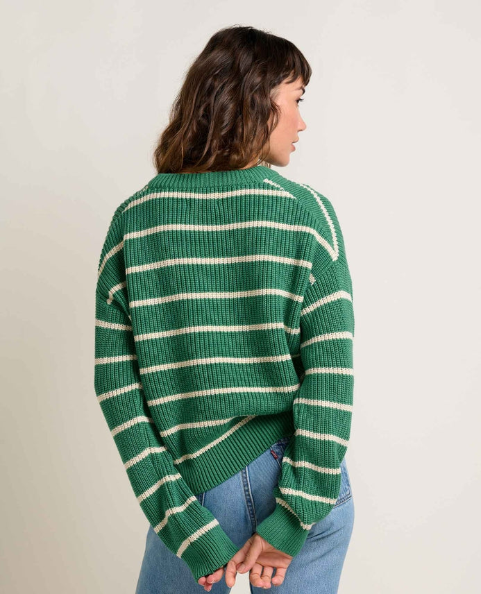 BIANCA PALM STRIPE SHAKER CREW SWEATER