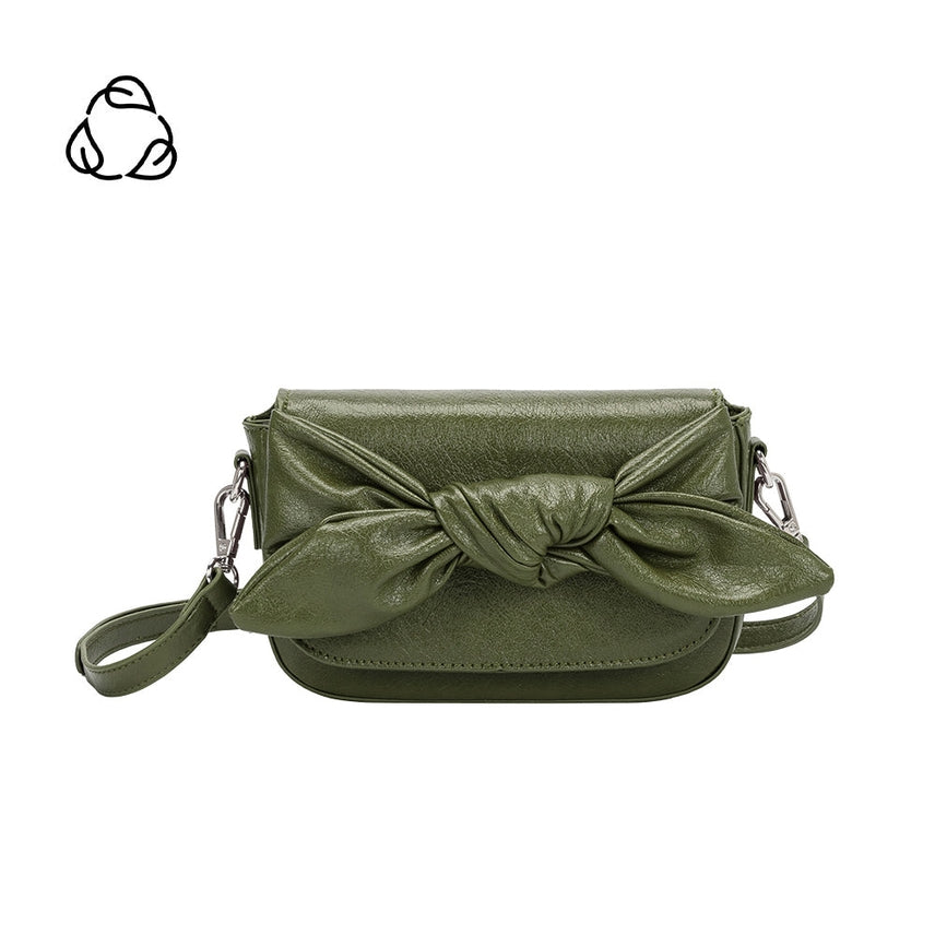 FAYE OLIVE KNOTTED BOW CROSSBODY CLUTCH
