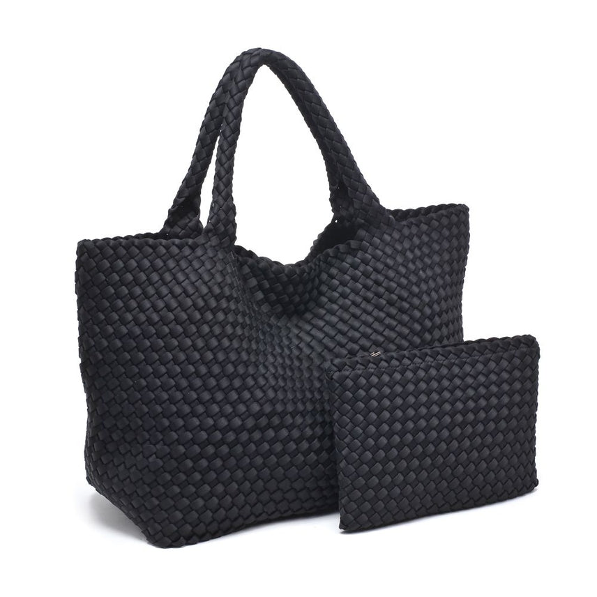 BLACK SKY'S THE LIMIT LARGE WOVEN TOTE BAG
