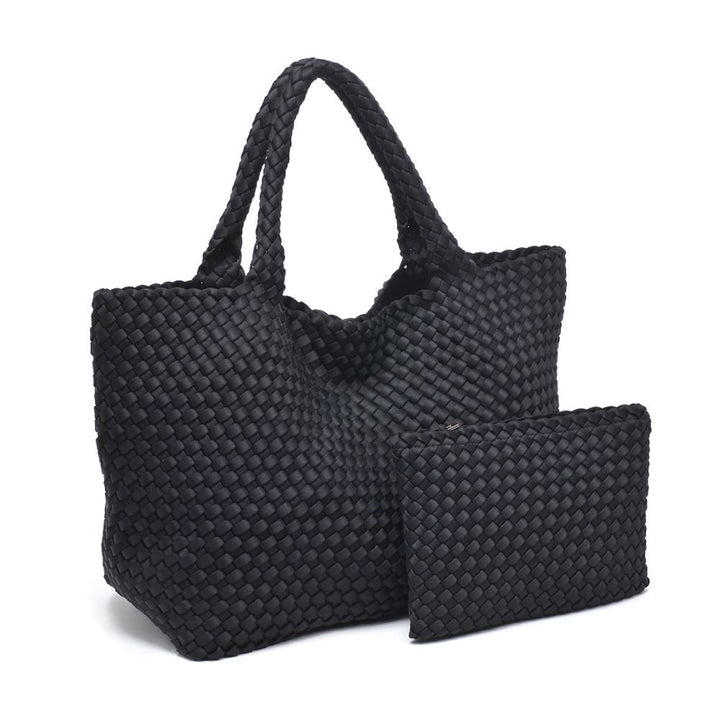 BLACK SKY'S THE LIMIT LARGE WOVEN TOTE BAG