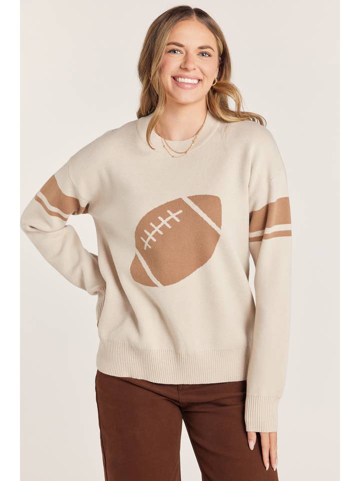 CREAM FOOTBALL CREW SWEATER
