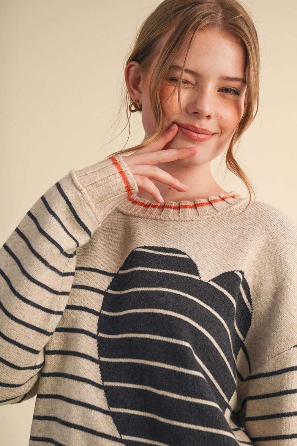 HEARTFELT STRIPE SWEATER
