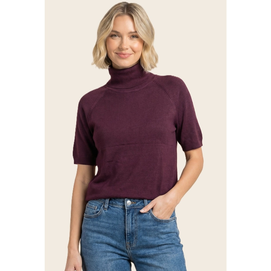 DARK PLUM SHORT SLEEVE TURTLENECK