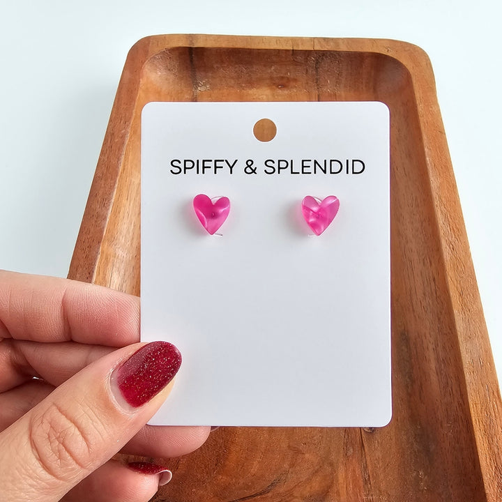 HOT PINK HEART POST EARRINGS